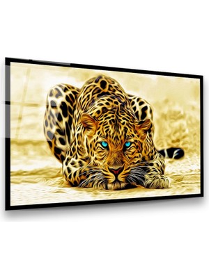 Glass Art Leopar Yatay Cam Tablo