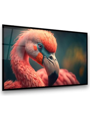 Glass Art Pembe Flamingo Yatay Cam Tablo