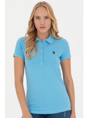 U.S. Polo Assn. Kadın Turkuaz Basic Polo Yaka Tişört 50262675-VR093