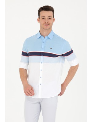 U.S. Polo Assn. Erkek Mavi Gömlek Desenli 50267368-VR036