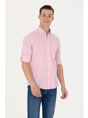 U.S. Polo Assn. Erkek Pembe Gömlek Desenli 50263330-VR041