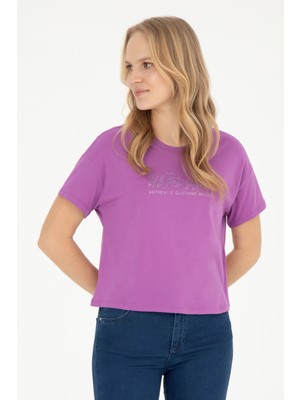 U.S. Polo Assn. Kadın Mor Bisiklet Yaka Tişört 50282898-VR038