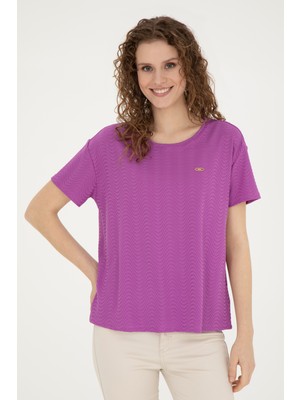 U.S. Polo Assn. Kadın Mor Bisiklet Yaka Tişört 50281900-VR038