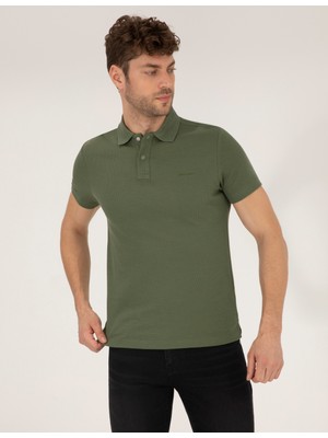 Pierre Cardin Erkek Haki Dokulu Slim Fit Polo Yaka Tişört 50269310-VR027