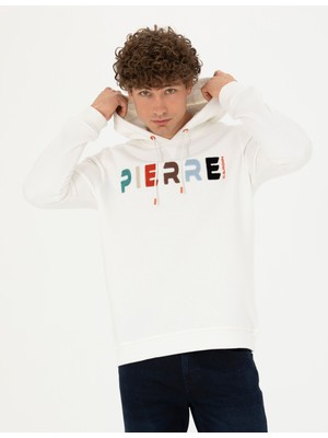 Pierre Cardin Erkek Beyaz Regular Fit Kapüşonlu Sweatshirt 50272513-VR013