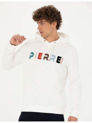 Pierre Cardin Erkek Beyaz Regular Fit Kapüşonlu Sweatshirt 50272513-VR013