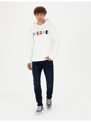 Pierre Cardin Erkek Beyaz Regular Fit Kapüşonlu Sweatshirt 50272513-VR013