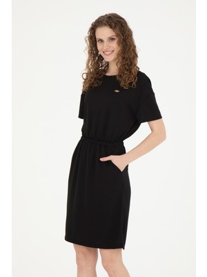 U.S. Polo Assn. Kadın Siyah Bisiklet Yaka Örme Elbise 50289205-VR046