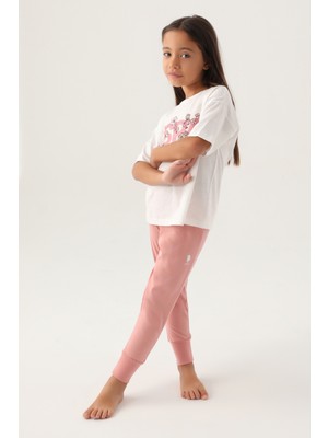 U.S. Polo Assn. Kız Çocuk Krem Pijama Takım 50290948-VR071