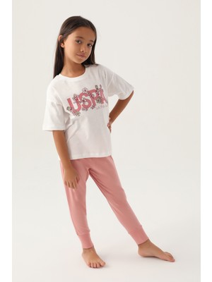 U.S. Polo Assn. Kız Çocuk Krem Pijama Takım 50290948-VR071