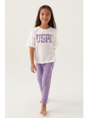 U.S. Polo Assn. Kız Çocuk Krem Pijama Takım 50290943-VR071