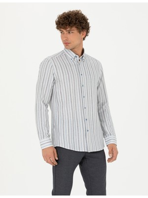 Pierre Cardin Erkek Mavi Slim Fit Uzun Kollu Gömlek 50275620-VR036