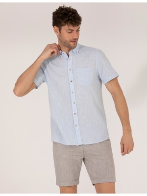 Pierre Cardin Erkek Açık Mavi Regular Fit Kısa Kollu Gömlek 50265118-VR003