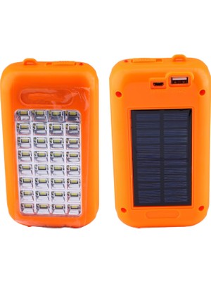 Nzb Güneş Enerjili Şarjlı 32 Ledli Işıldak Lamba Aydınlatma Kamp El Feneri Beyaz Işık Power Bank