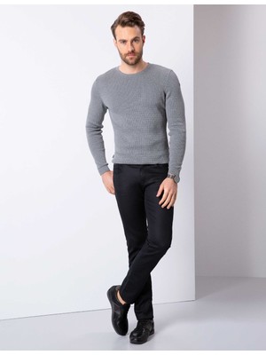 Pierre Cardin Erkek Gri Melanj Slim Fit Bisiklet Yaka Triko Kazak 50209935-VR086