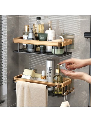 Mingjin Shop2 Standart Kare 1 Stili Sondaj Olmadan Banyo Rafları Paslanmaz Alüminyum Duş Duvar Rafı Şampuan Havlu Tutucu Banyo Organizatör Aksesuarları Seti (Yurt Dışından)