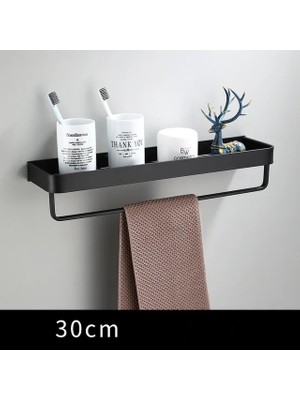 Mingjin Shop2 30CM Bar Tarzı Banyo Rafı Banyo Duş Rafı Alüminyum Siyah Banyo Köşe Rafı Duvara Monte Siyah Alüminyum Mutfak Depolama Tutucusu (Yurt Dışından)