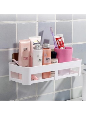 Mingjin Shop2 Gri Tarzı Ücretsiz Delme Banyo Rafı Vanity Depolama Rafı Banyo Duvar Duvara Monte Banyo Vantuz Fg Raf Wf (Yurt Dışından)