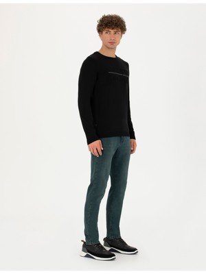 Pierre Cardin Erkek Siyah Slim Fit Bisiklet Yaka Triko Kazak 50278025-VR046