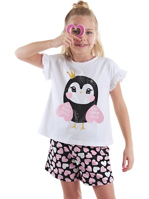 Denokids Tatlı Baykuş Kız Çocuk T-Shirt Şort Takım