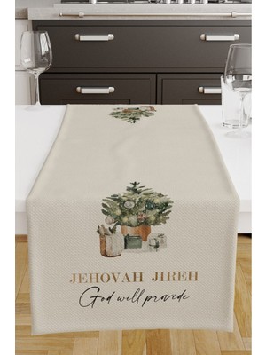 Filamente Dijital Baskılı Runner Yılbaşı Christmas Desenli 140X40 cm