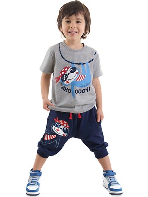 Denokids Tembel Hayvan Erkek Çocuk T-shirt Kapri Takım