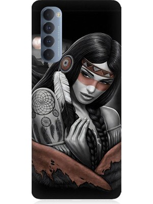 Teknomeg Oppo Reno 4 Pro Uyumlu Kızılldereli Kız Dreamcatcher Desenli Silikon Kılıf