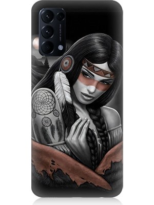Teknomeg Oppo Reno 5 Uyumlu Kızılldereli Kız Dreamcatcher Desenli Silikon Kılıf
