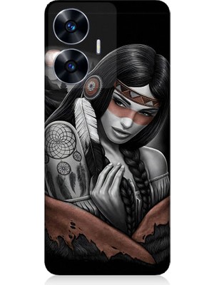 Teknomeg Realme C55 Uyumlu Kızılldereli Kız Dreamcatcher Desenli Silikon Kılıf