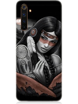 Teknomeg Realme 6 Pro Uyumlu Kızılldereli Kız Dreamcatcher Desenli Silikon Kılıf