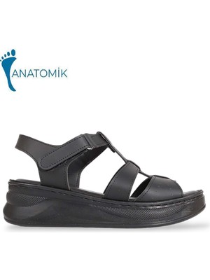 Konfores 1910-492084 Tam Anatomik Tabanlı Kadın Sandalet - NKT01910-SIYAH-36