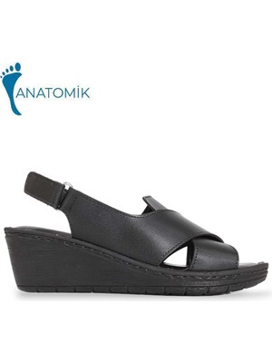 Konfores 1911-390240 Tam Anatomik Tabanlı Kadın Sandalet - NKT01911-SIYAH-36