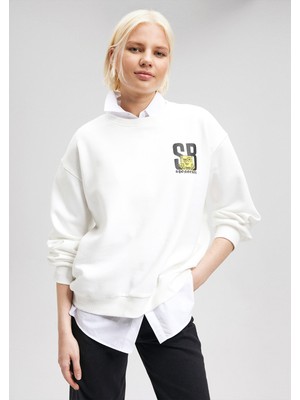 Spongebob Baskılı Beyaz Sweatshirt1S10126-70057