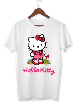 Yapo Ticaret Hello Kitty Baskılı Çocuk T-Shirt Bisiklet Yaka Tişört