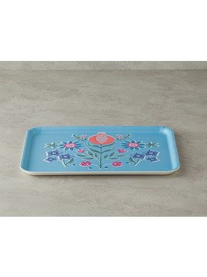 English Home Carnival Tulip Melamin Kaydırmaz Tepsi 27x36 cm Mavi