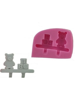 Morlalem Bebek Odası Ayıcık Harf Küp Raf Silikon Kalıp K-410, Kokulu Taş Sabun Alçı Mum Kalıbı