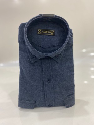 Xmen Rahat Kesim Düz Kışlık Kapaklı Düğmeli Çift Cep Baba Gömlek