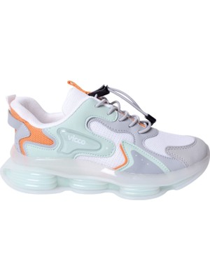 Vicco Beyaz Çocuk Spor Ayakkabı Erkek Çocuk İçin Nefes Alabilen Malzeme ve Düz Taban