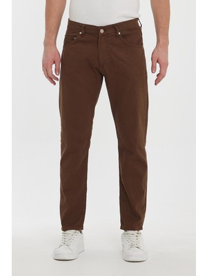 Damga Erkek Classicfit Comfort Sokak Stili Günlük Klasik Pantolon Kahverengi