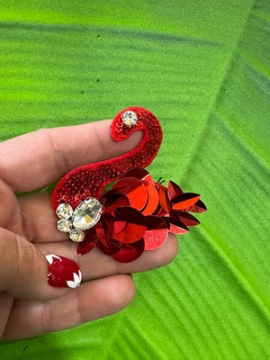 Gönülden Tasarım 6x6 cm Taşlı Payetli Kuğu Arma Yama Dikiş Giyim Aksesuarı