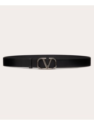 Valentino Garavani Vlogo Sıgnature Calfskın Belt 30 mm