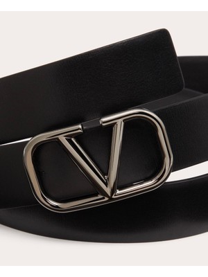 Valentino Garavani Vlogo Sıgnature Calfskın Belt 30 mm