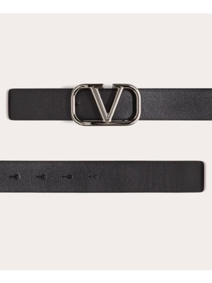 Valentino Garavani Vlogo Sıgnature Calfskın Belt 30 mm