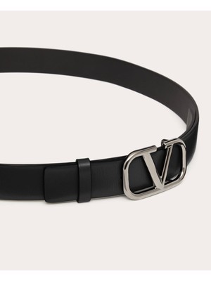 Valentino Garavani Vlogo Sıgnature Calfskın Belt 30 mm