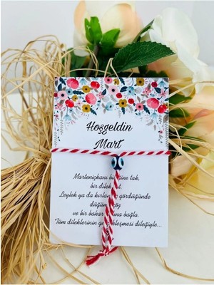 Emtory Home 5 Adet Bahar Çiçekli Kartlı Nazar Boncuklu Marteniçka Dilek Bilekliği Jelatinli Şans Bilekliği