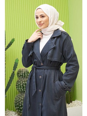 Neways 6458-ALLERLI Denim Trençkot Koyu Gri