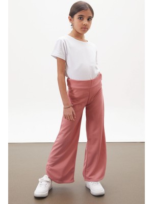 Timi Kids Pembe Yırtmaçlı Paça Kuşaklı Viskon Kumaş Kız Pantolon 18102