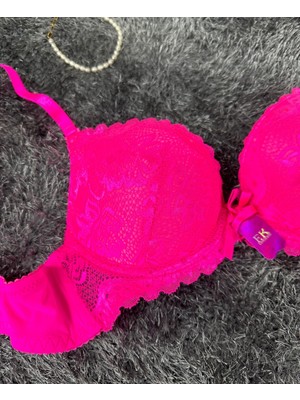 Intive Lingerie Barbie Pembe Double Push-up Dantelli Balenli İthal Sütyen -244