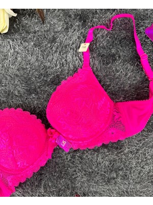 Intive Lingerie Barbie Pembe Double Push-up Dantelli Balenli İthal Sütyen -244