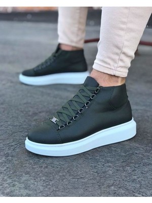 Afrodit Giyim CLZ947 CZ032 Haki Bağcıklı Sneakers  Yarım Bilek Bot